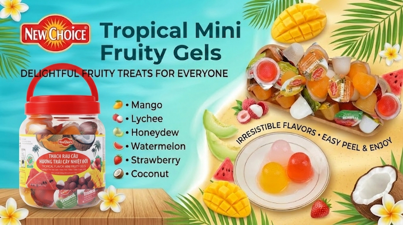 New Choice Thạch rau câu hương vị trái cây nhiệt đới hũ 1000g